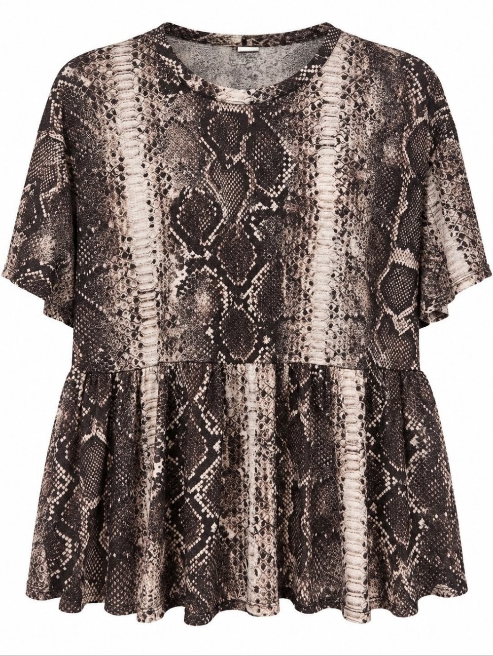 Zara Snake Print Babydoll Tunic Top Relaxed Peplum